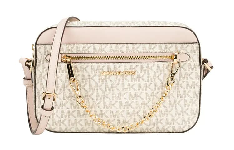 MICHAEL KORS Jet Set PVC Dəri Çanta Qadın Çəhrayı/Ağ