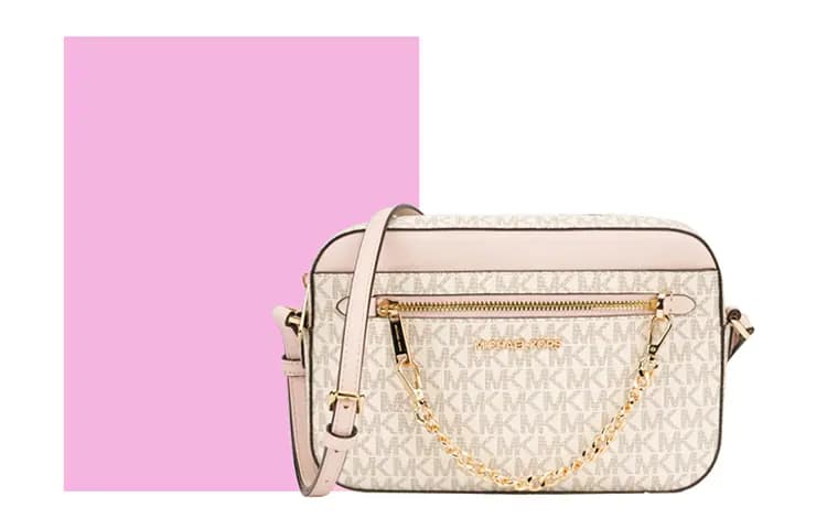 MICHAEL KORS Jet Set PVC Leather Camera Bag, Crossbody Bag Tubas Women's Pink White Multicolor 4