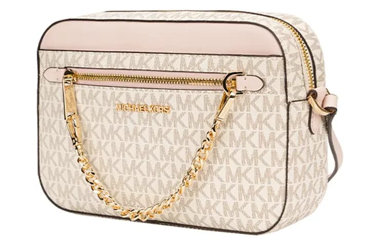 MICHAEL KORS Jet Set PVC Leather Camera Bag, Crossbody Bag Tubas Women's Pink White Multicolor 2