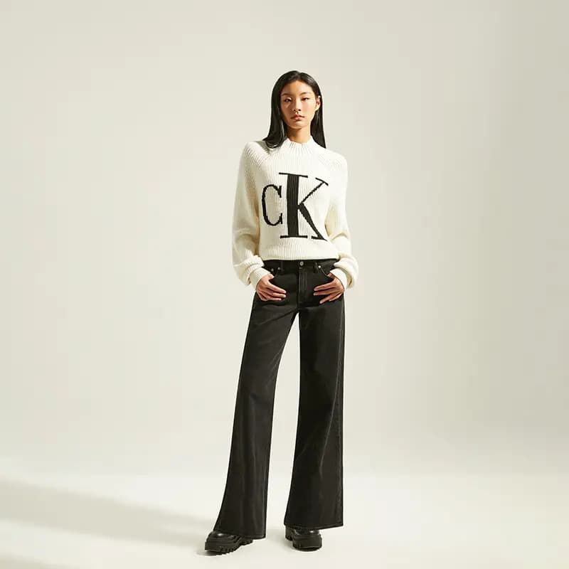 CALVIN KLEIN Casual Commute Contrast Logo Qadın Uzunqol Köynəyi 8
