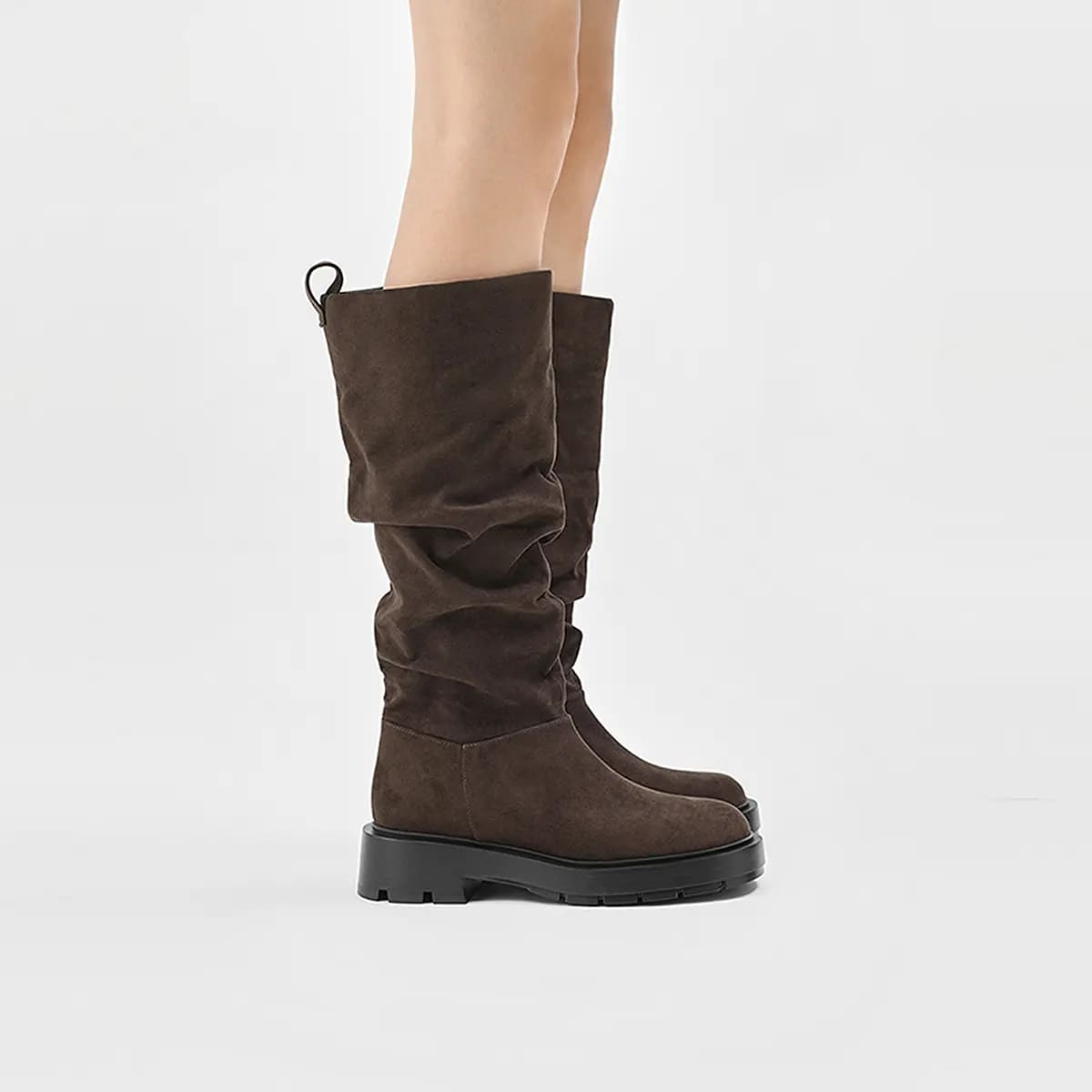 CHARLES&KEITH Small CK 4.2 sm Qadın Uzunboğaz Çəkmələri Qara/Qəhvəyi 11
