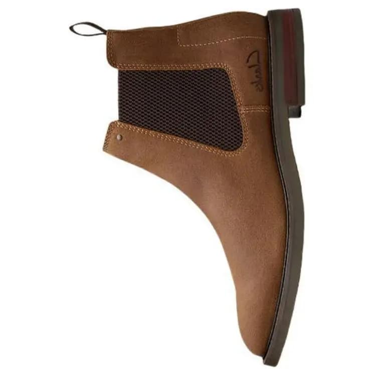 Clarks Short Chelsea Boots Men's Light Brown 5