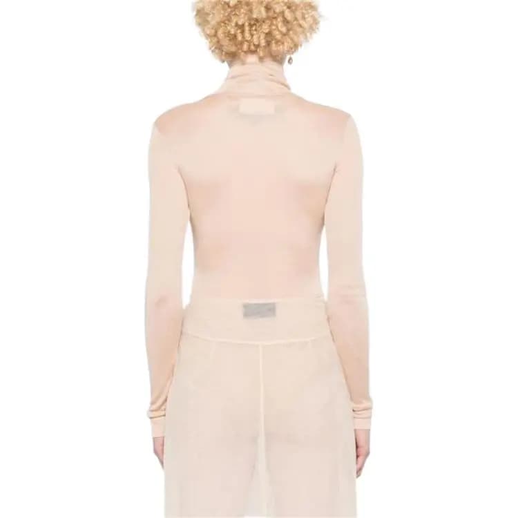 Maison Margiela Solid Color High Neck Long Sleeve Bodysuit Women's Pink 2