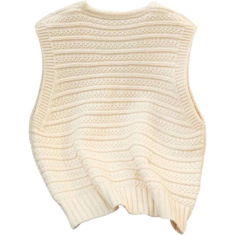 Shechi V-Neck Loose Simple Single-Breasted Casual Vest Women's Apricot 2