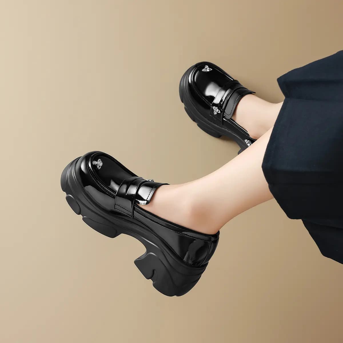 [Sparkling Planet] ZHR JK Üslublu Loafer Qadınlar üçün Qara 5