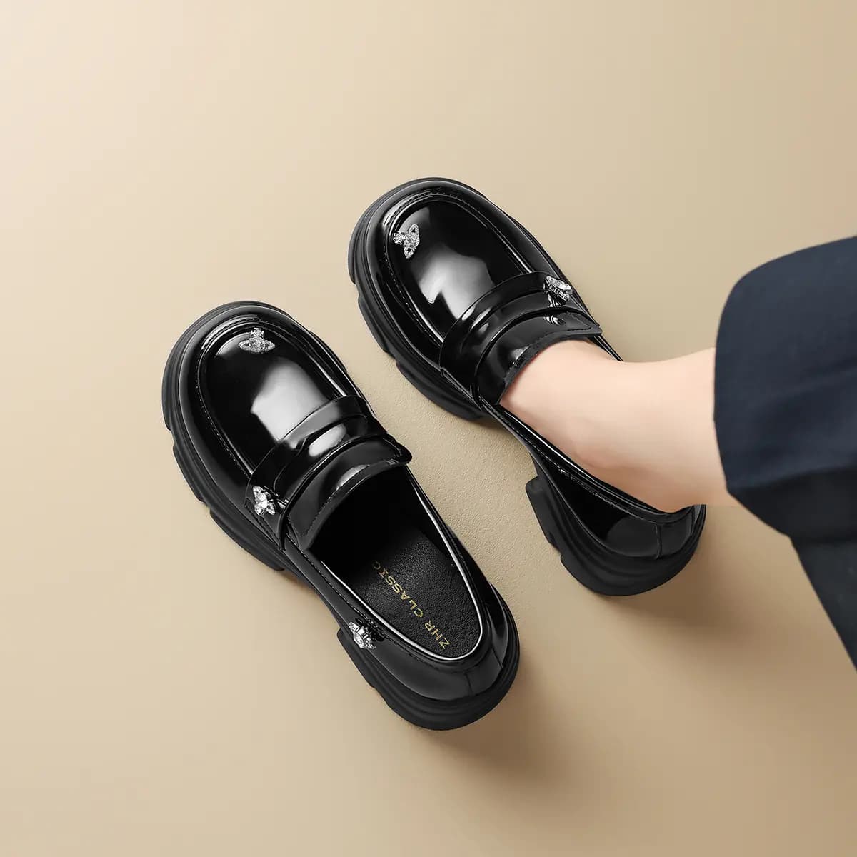 [Sparkling Planet] ZHR JK Üslublu Loafer Qadınlar üçün Qara 4