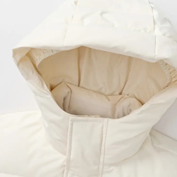Asics Mid-Length Warm Comfortable Hooded Down Jacket Cream White Youth 5