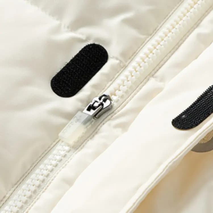 Asics Mid-Length Warm Comfortable Hooded Down Jacket Cream White Youth 4