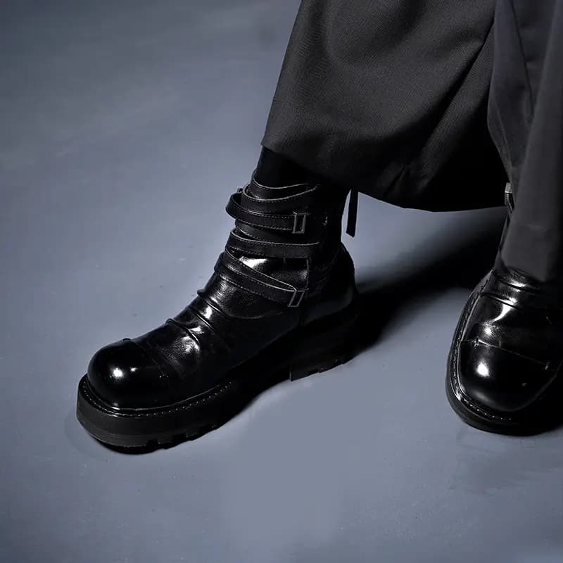 HUANXIANGZHE Ankle Boots Unisex Black 10