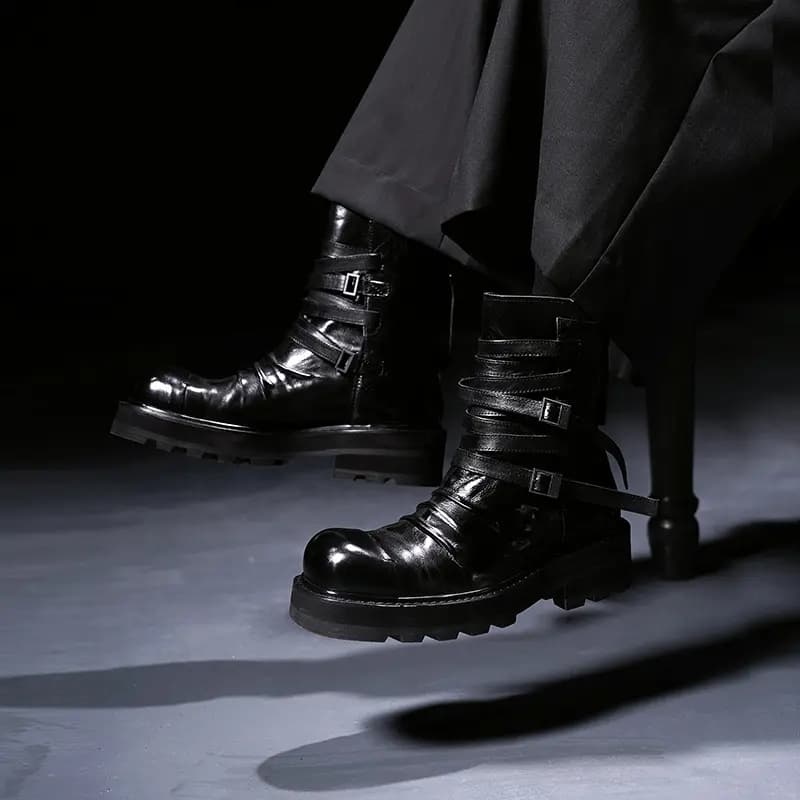 HUANXIANGZHE Ankle Boots Unisex Black 8