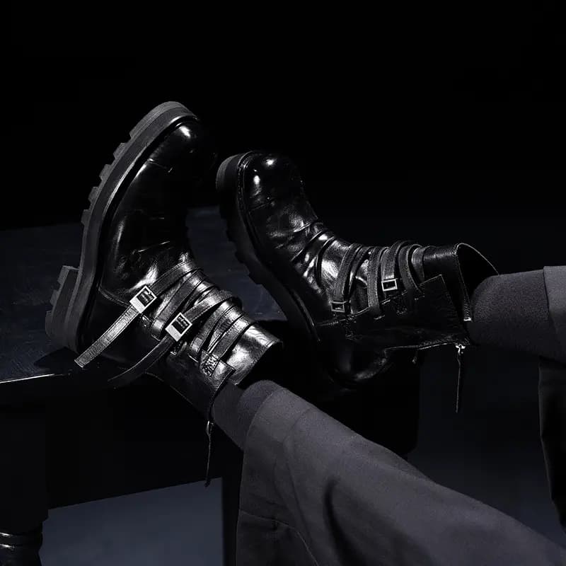 HUANXIANGZHE Ankle Boots Unisex Black 9
