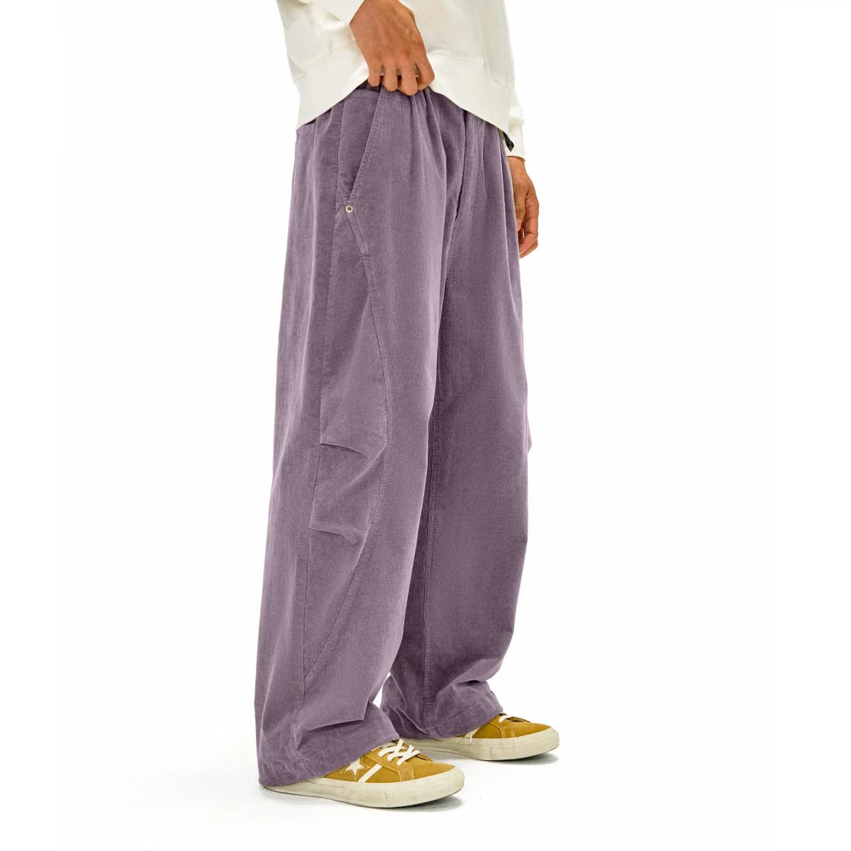 NOTHOMME Outdoor Curved Split Corduroy Pants Loose Solid Color Straight Casual Pants Unisex 28