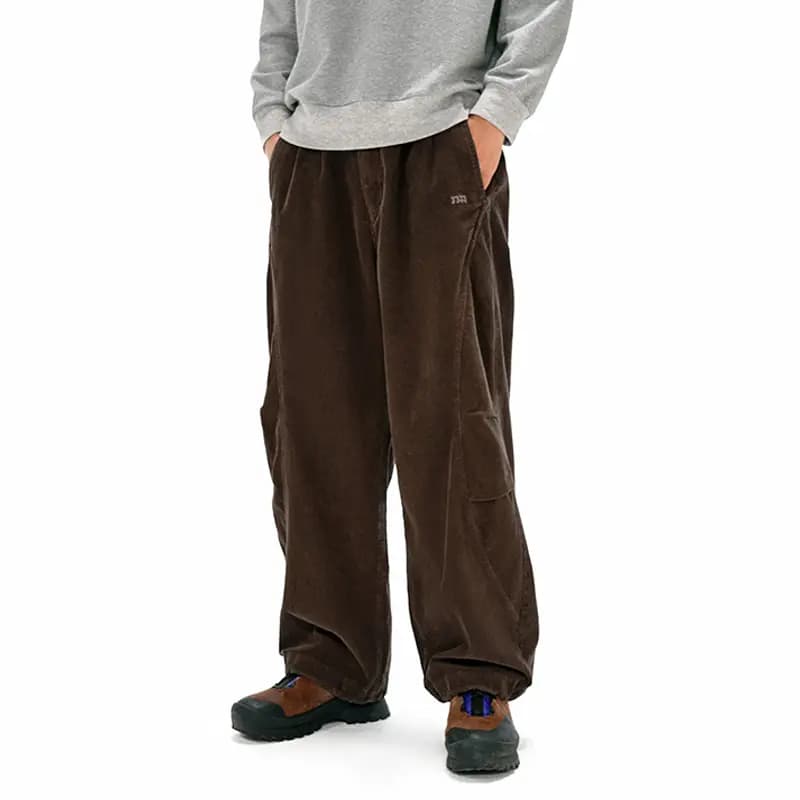 NOTHOMME Outdoor Curved Split Corduroy Pants Loose Solid Color Straight Casual Pants Unisex 18
