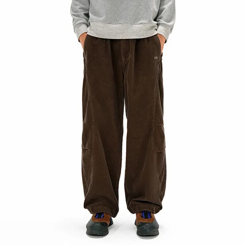 NOTHOMME Outdoor Curved Split Corduroy Pants Loose Solid Color Straight Casual Pants Unisex 16