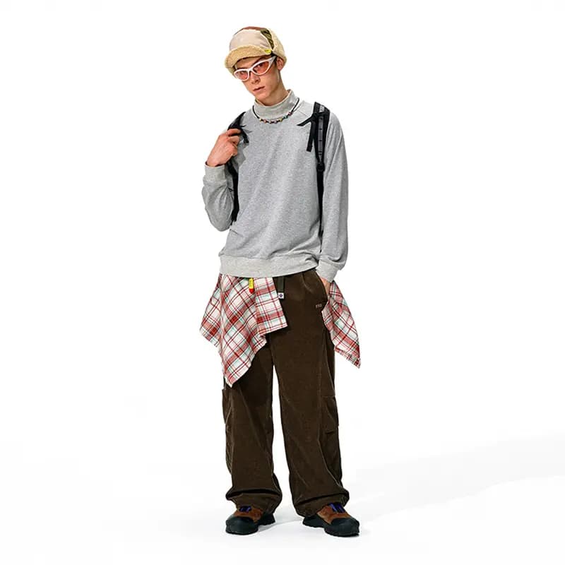 NOTHOMME Outdoor Curved Split Corduroy Pants Loose Solid Color Straight Casual Pants Unisex 17