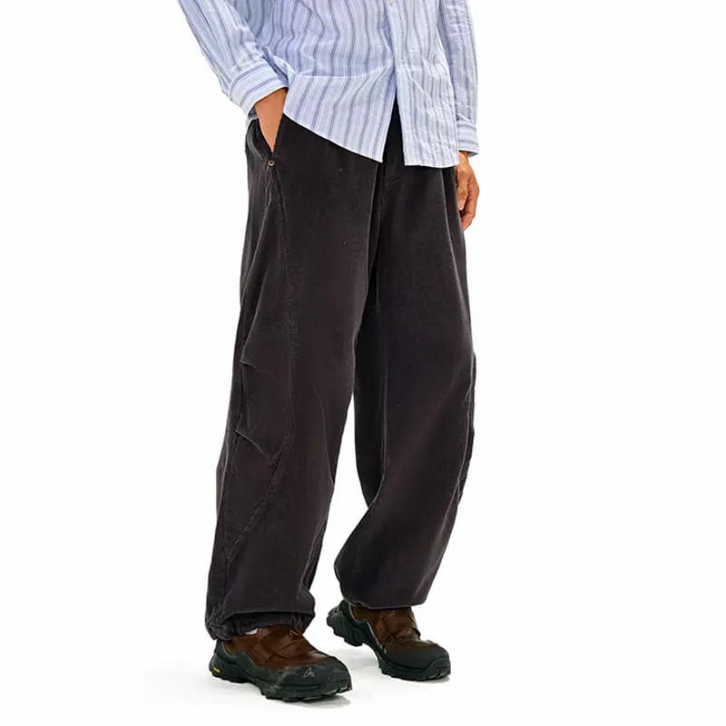 NOTHOMME Outdoor Curved Split Corduroy Pants Loose Solid Color Straight Casual Pants Unisex 8