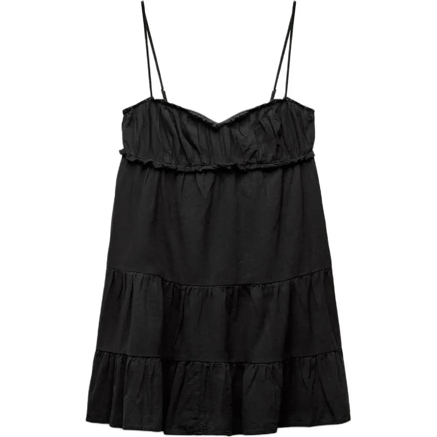 ZARA Solid Comfort V-Neck Camisole Dress Women's Black