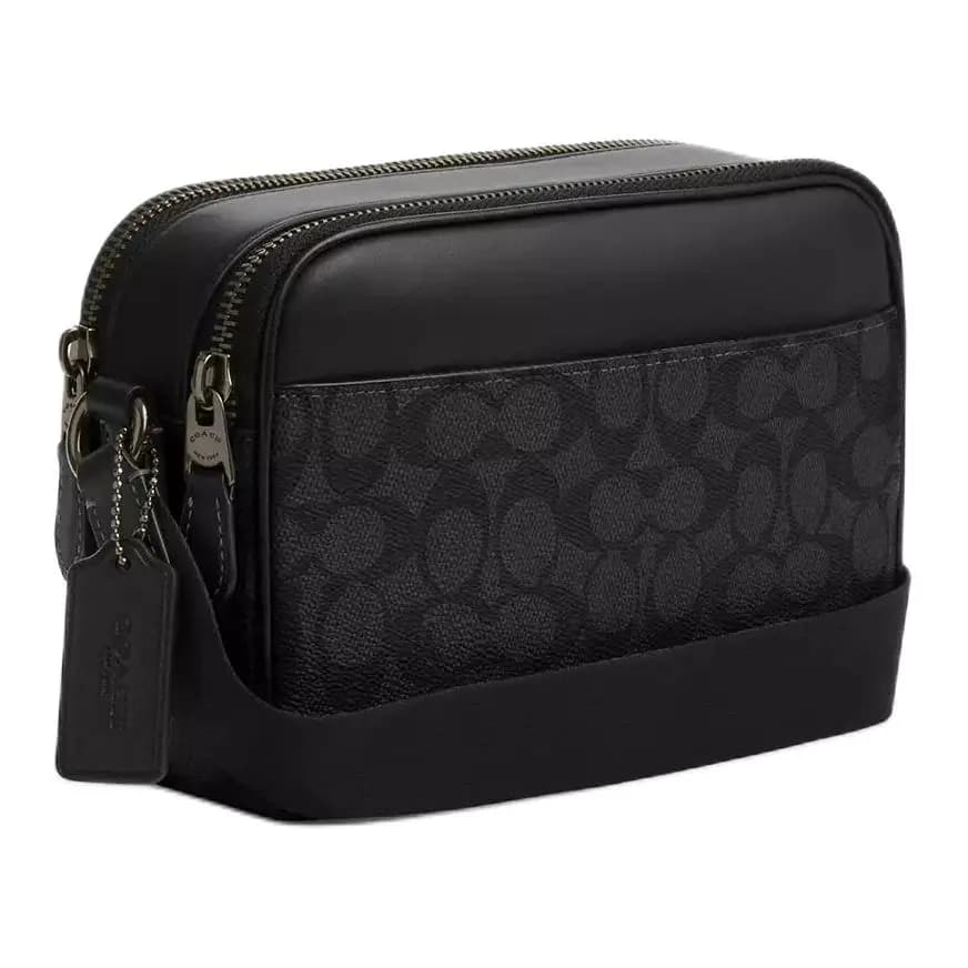 COACH Graham Dəri Çiyin və Crossbody Çantası Kişi Qara 2