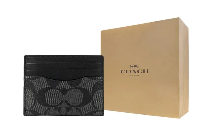 COACH Card Case Coated Canvas Card Holder Men's Gray Black 8