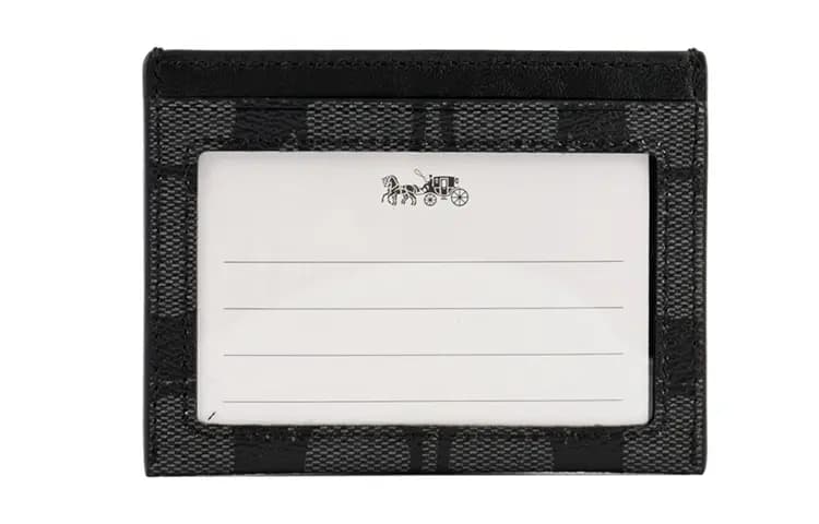 COACH Card Case Coated Canvas Card Holder Men's Gray Black 3