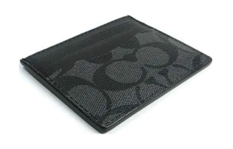COACH Card Case Coated Canvas Card Holder Men's Gray Black 6