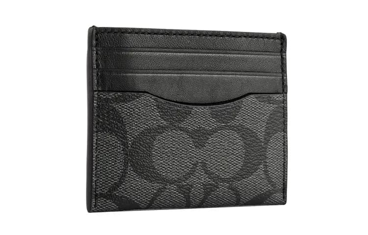 COACH Card Case Coated Canvas Card Holder Men's Gray Black 2