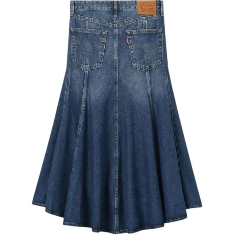 Levi's Slim Fit Fishtail Zipper Denim Long Skirt Women's Blue 2