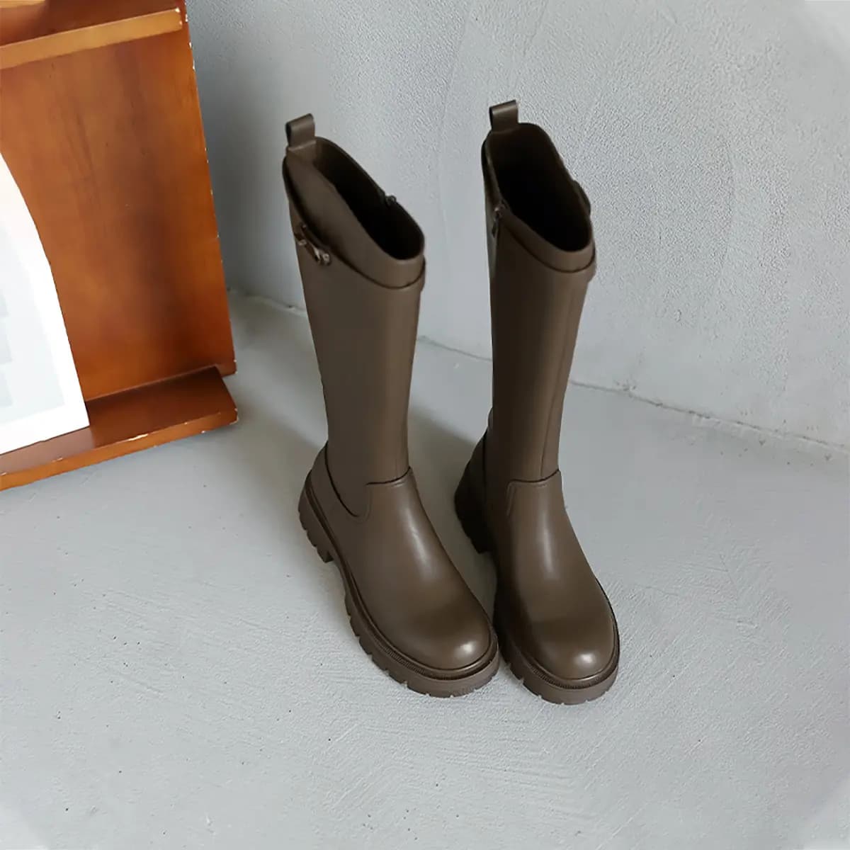 GEMEIQ Retro Trendy High Boots 5cm Women's 8