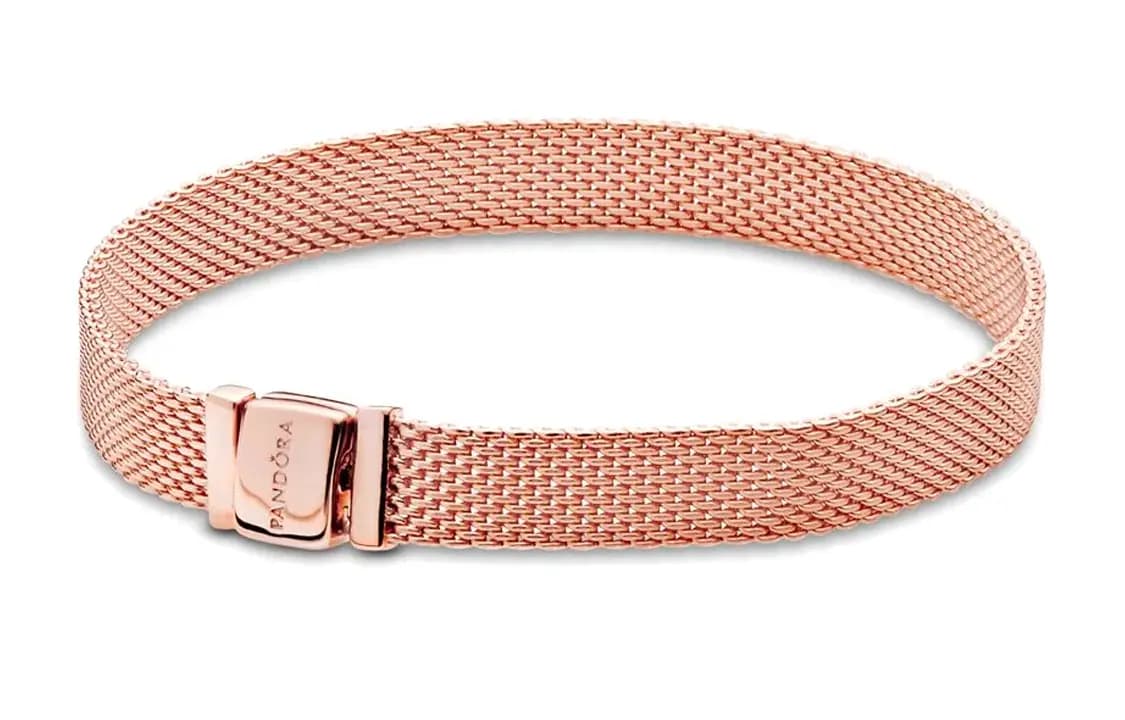 Pandora Reflexions Metal Mesh Qadın Bilərzik Çəhrayı Qızılı