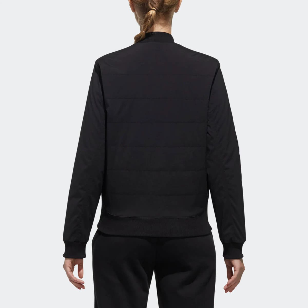 adidas neo Sport Woven Stripe Letter Baseball Collar Puffer Jacket Women's Black 4