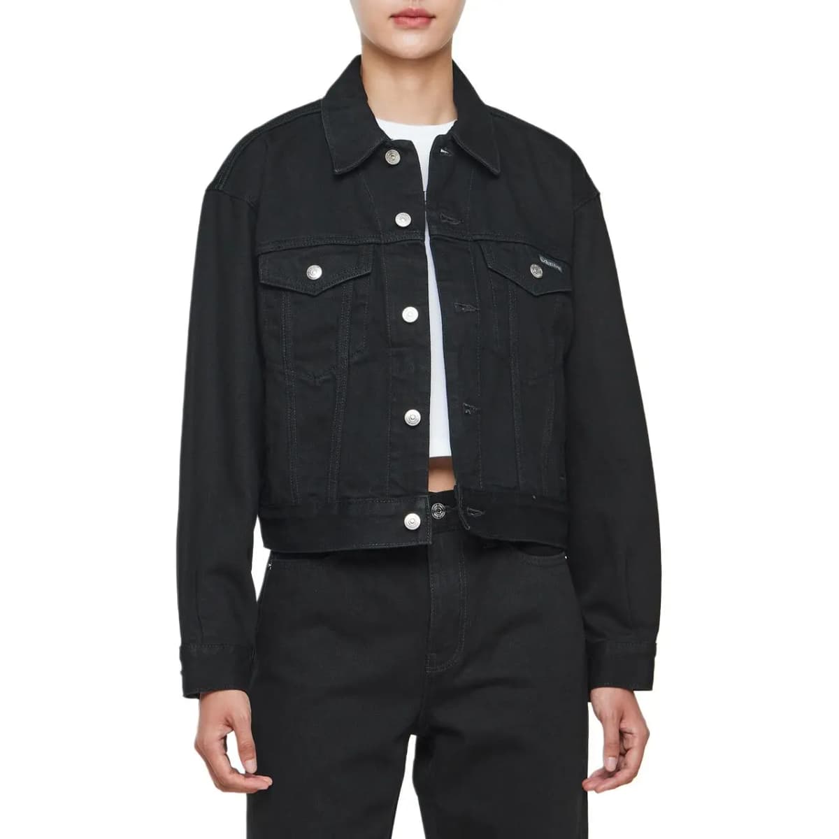 CALVIN KLEIN Jeans Denim Pencək Qadın Qara 5