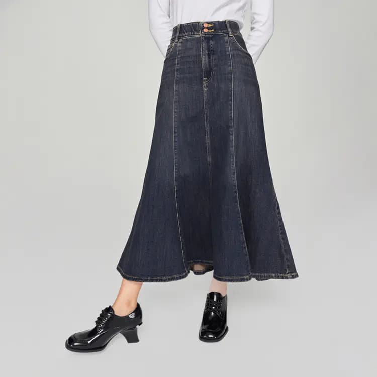 Lee FW24 Early Fall Mall Collection Denim Mermaid Ətək Qadın Tünd Mavi 5