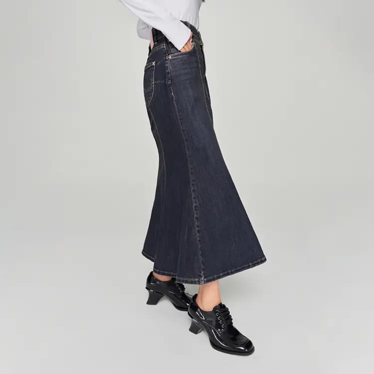 Lee FW24 Early Fall Mall Collection Denim Mermaid Ətək Qadın Tünd Mavi 4