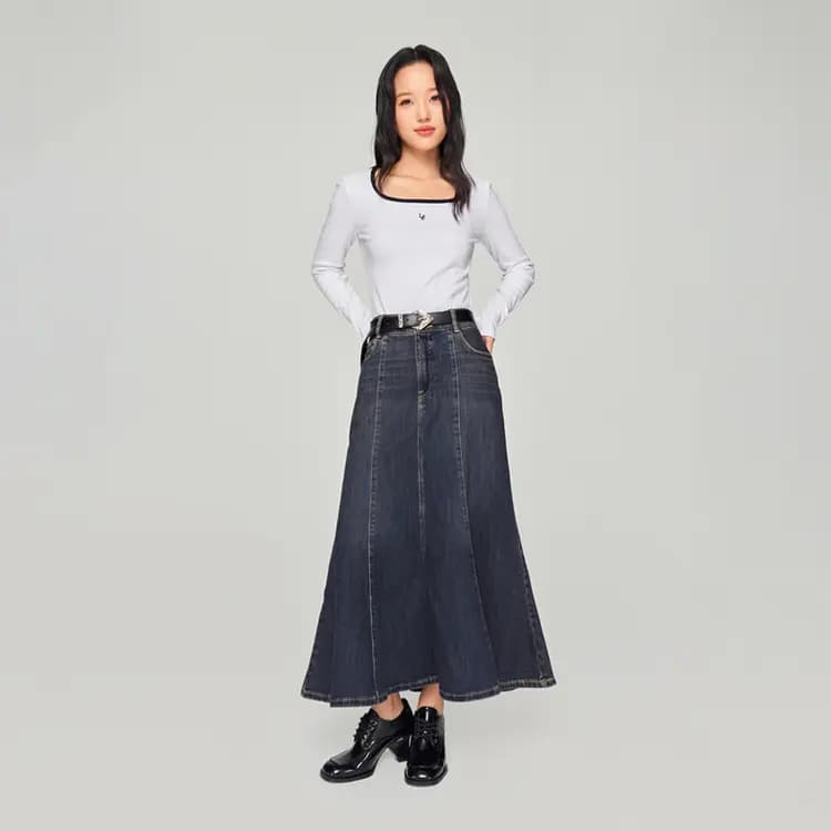 Lee FW24 Early Fall Mall Collection Denim Mermaid Ətək Qadın Tünd Mavi 3