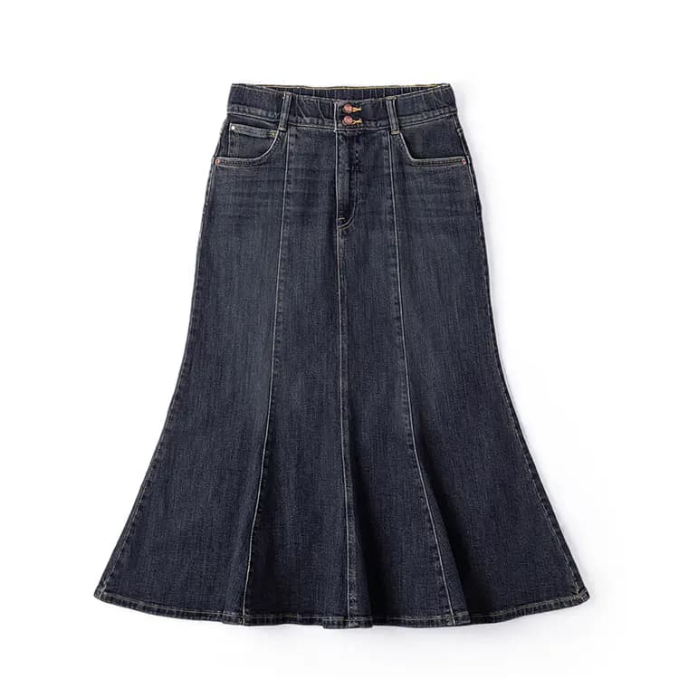 Lee FW24 Early Fall Mall Collection Denim Mermaid Ətək Qadın Tünd Mavi