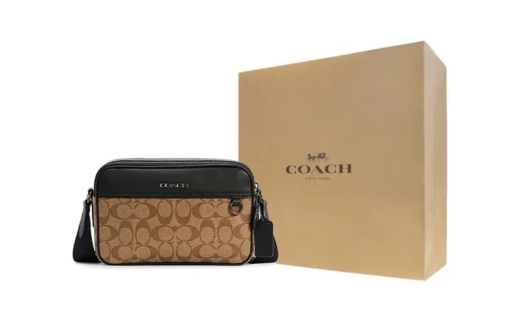 COACH Graham PVC və Dəri Kişi Çantası Xaki/Qara 4