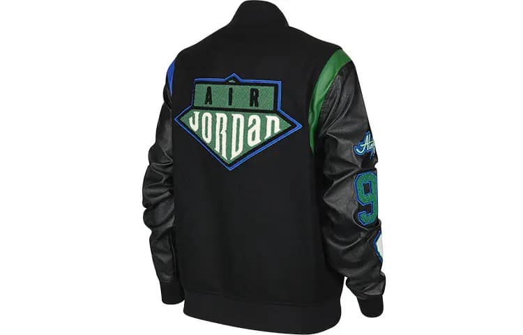 JORDAN X Aleali May Varsity Ceket Qara/Göy/Yaşıl 2