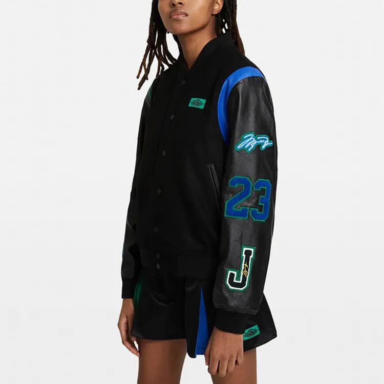 JORDAN X Aleali May Varsity Ceket Qara/Göy/Yaşıl 6