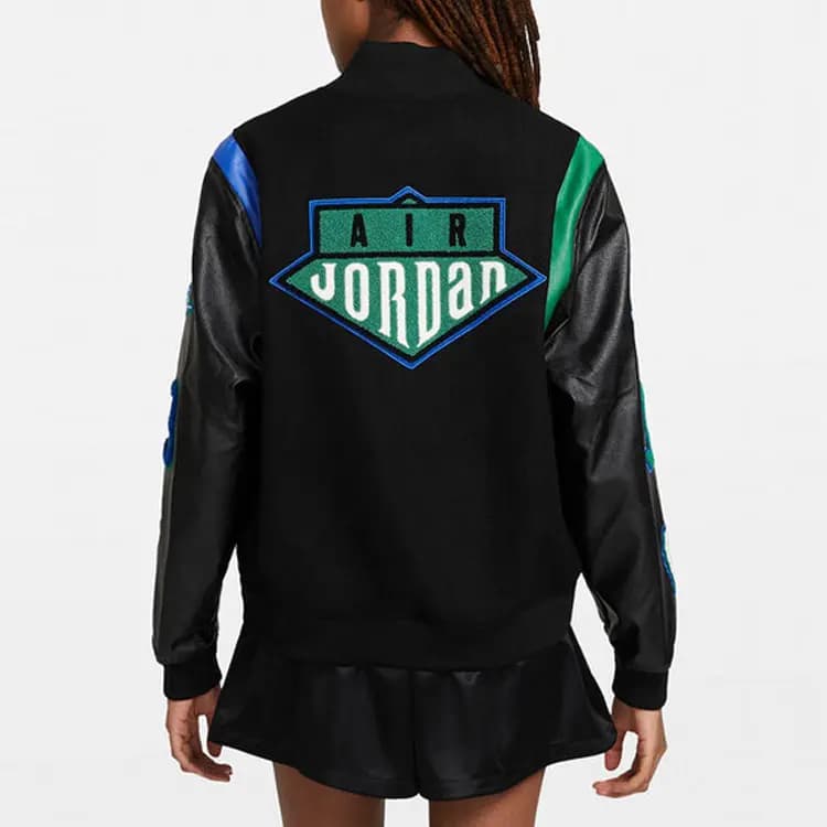 JORDAN X Aleali May Varsity Ceket Qara/Göy/Yaşıl 5