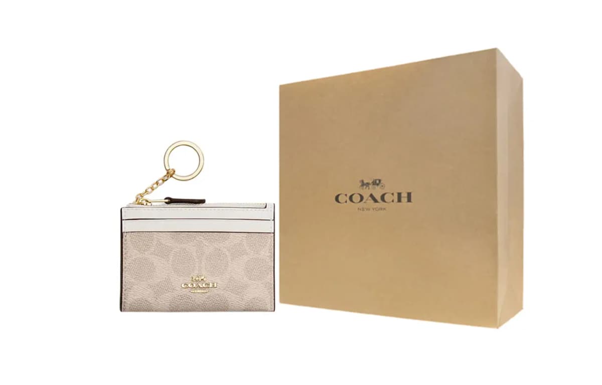 COACH Skinny Id Case Kart Saxlayan Qadın Sarı/Ağ 5