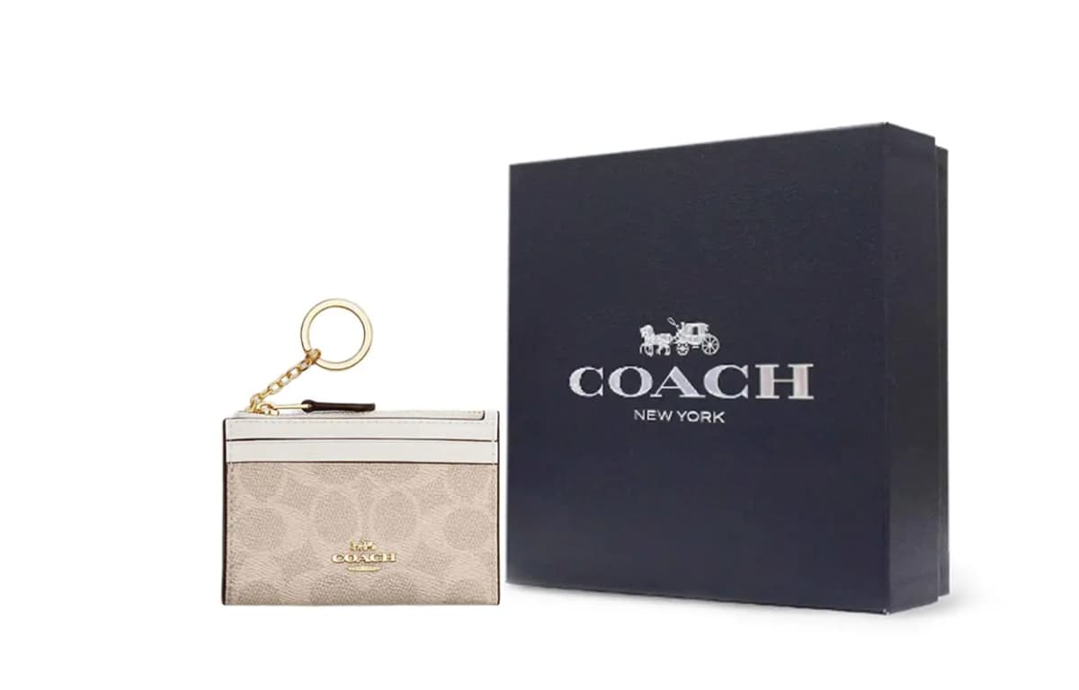 COACH Skinny Id Case Kart Saxlayan Qadın Sarı/Ağ 4