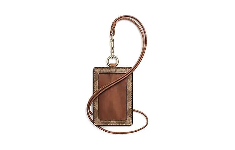 COACH Lanyard PVC Necklace Pouch Card Holder Clutch Women's Khaki Brown 2