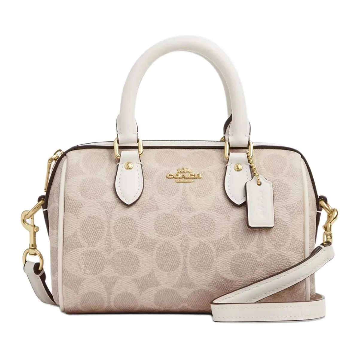 COACH Rowan 18 Coated Canvas Çanta Qadın Ağ