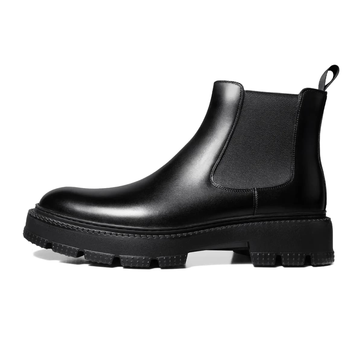 THOM WILLS Top Grain Leather British Business Thick Sole Short-Cut Chelsea Boots Men's Black