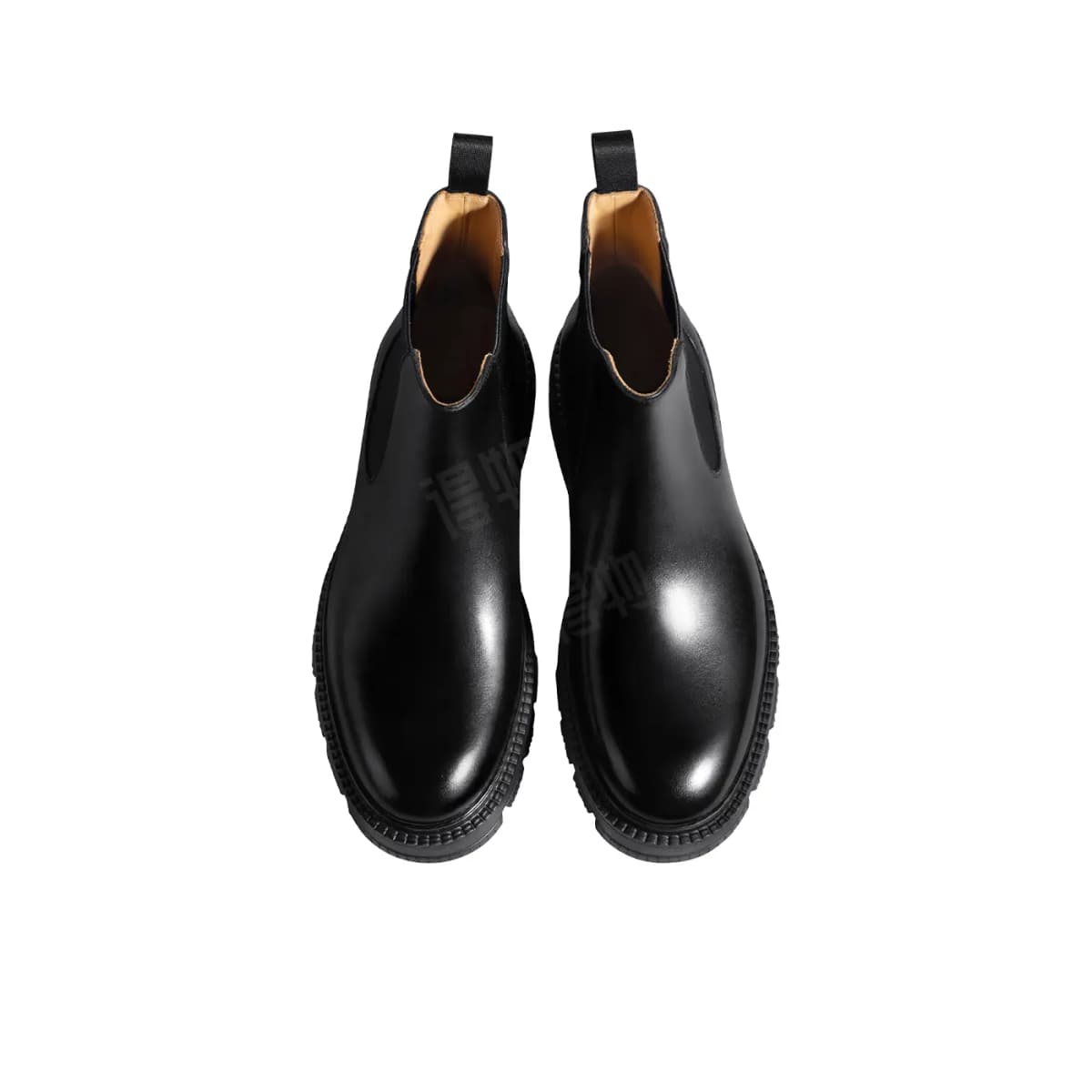 THOM WILLS Top Grain Leather British Business Thick Sole Short-Cut Chelsea Boots Men's Black 3