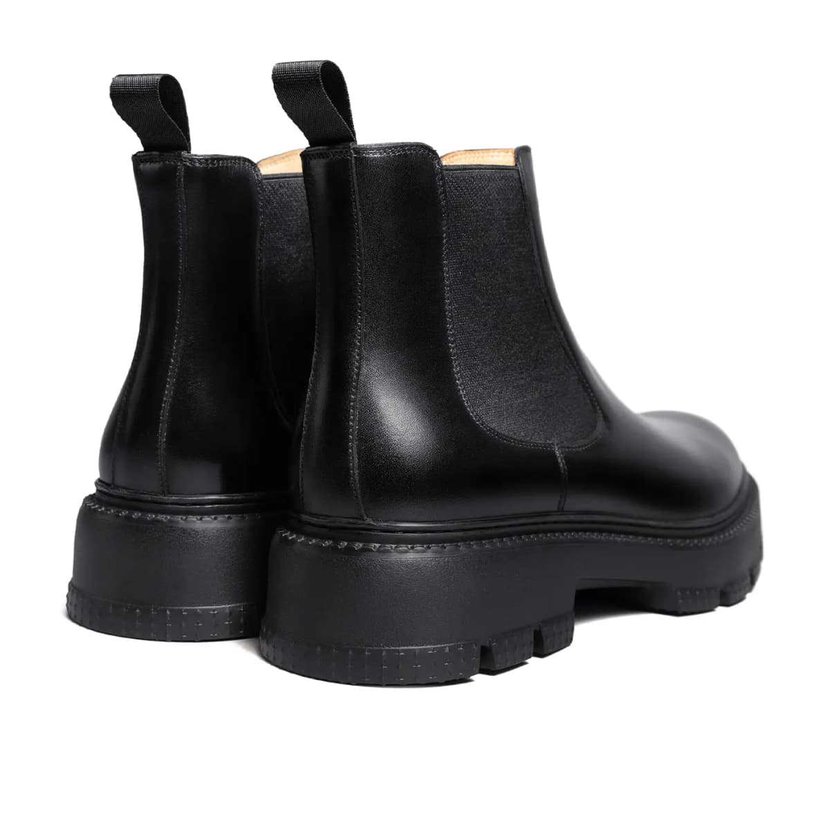 THOM WILLS Top Grain Leather British Business Thick Sole Short-Cut Chelsea Boots Men's Black 4