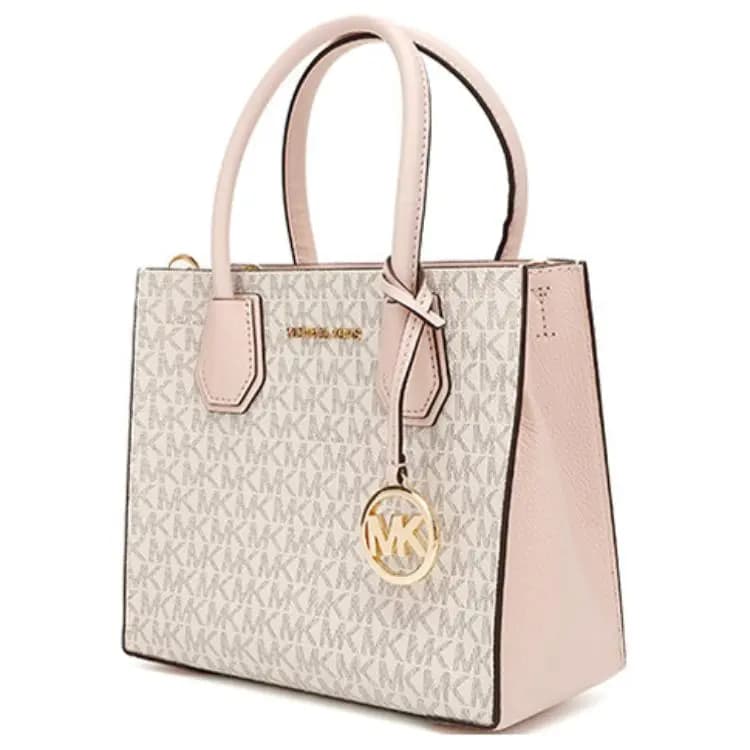 MICHAEL KORS Mercer Leather Trunk Bag, Shoulder Bag, Crossbody Bag, Handbag Medium Size Women's Cherry Blossom Pink 2