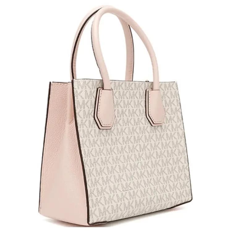 MICHAEL KORS Mercer Leather Trunk Bag, Shoulder Bag, Crossbody Bag, Handbag Medium Size Women's Cherry Blossom Pink 4