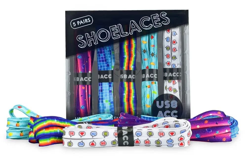 US8ACC Pixel Style Summer Cartoon Rainbow Game Mosaic Shoelaces Video Game Tiffany Mint Green Starry Sky