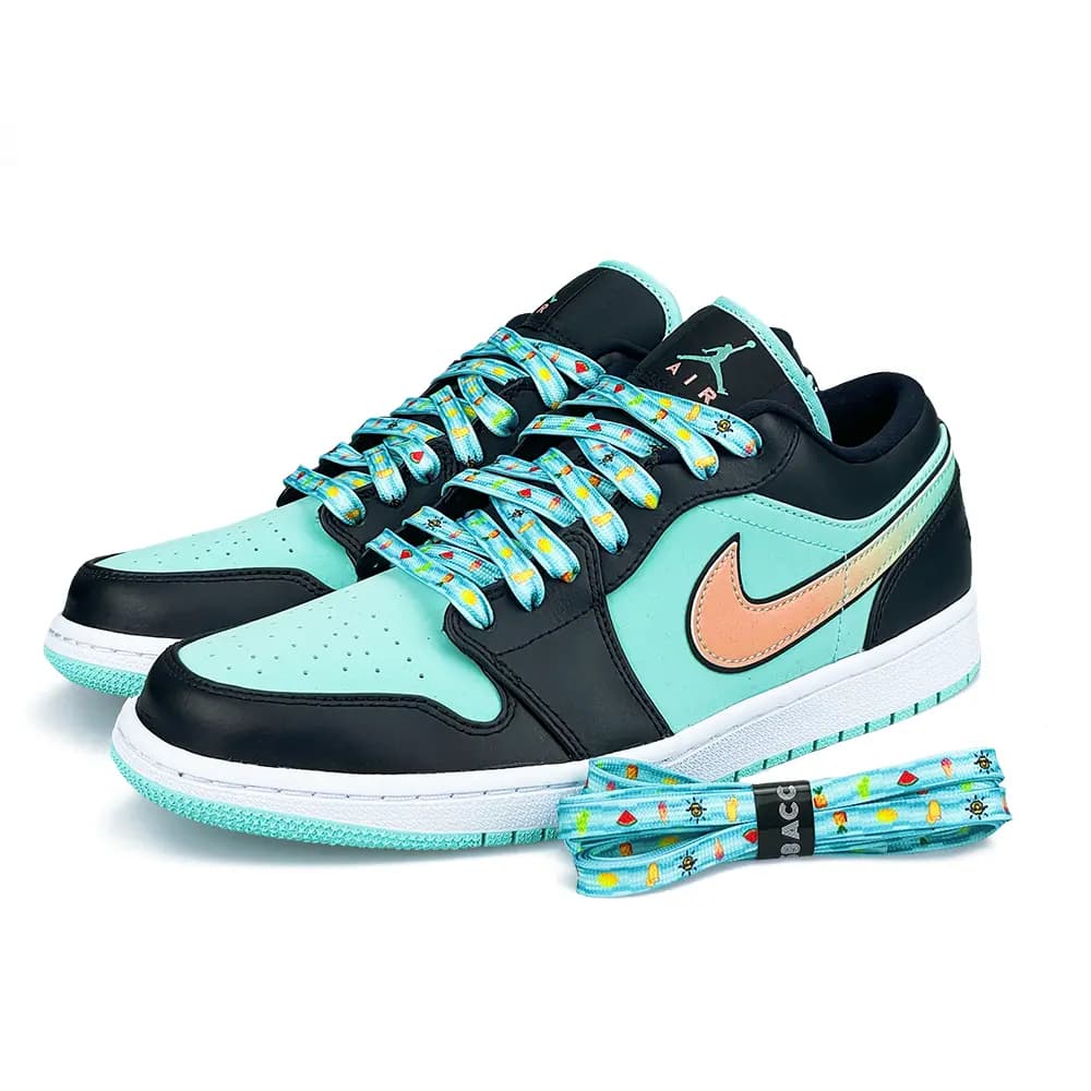 US8ACC Pixel Style Summer Cartoon Rainbow Game Mosaic Shoelaces Video Game Tiffany Mint Green Starry Sky 6